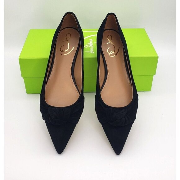 BNIB Sam Edelman Wheaton Black Suede Knot Accent Pointed Toe Flat Size 7.5 - Picture 12 of 15